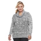 Plus Size Croft & Barrow&reg; Space-dyed Cowlneck Sweater, Women's, Size: 2xl, Black