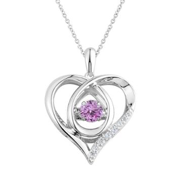 Diamonluxe Lab-created Pink Sapphire & 1/5 Carat T.w. Simulated Diamond Sterling Silver Floating Stone Heart Pendant Necklace, Women's