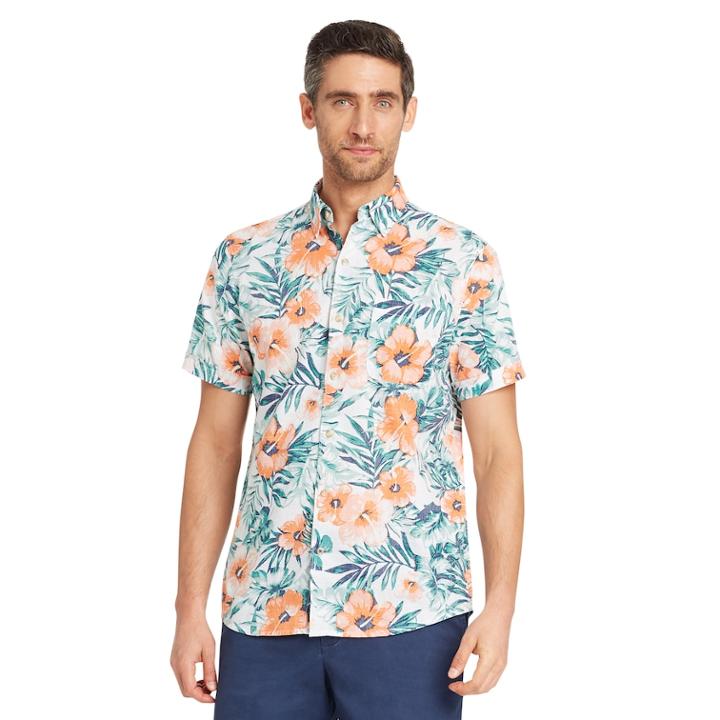Men's Izod Classic-fit Tropical Button-down Shirt, Size: Xl, White