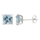 Lab-created Aquamarine 10k White Gold Stud Earrings, Women's, Blue