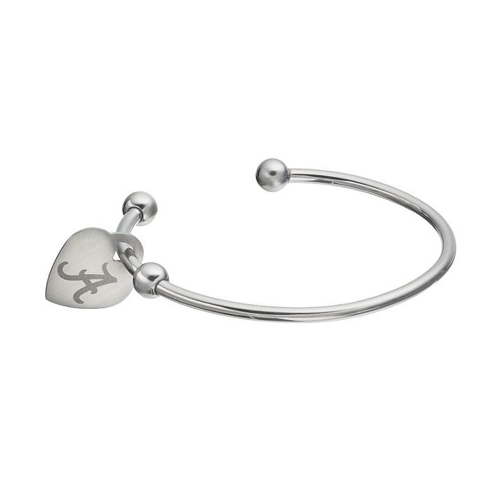 Fiora Stainless Steel Alabama Crimson Tide Charm Cuff Bracelet, Women's, Size: 7.5, Grey