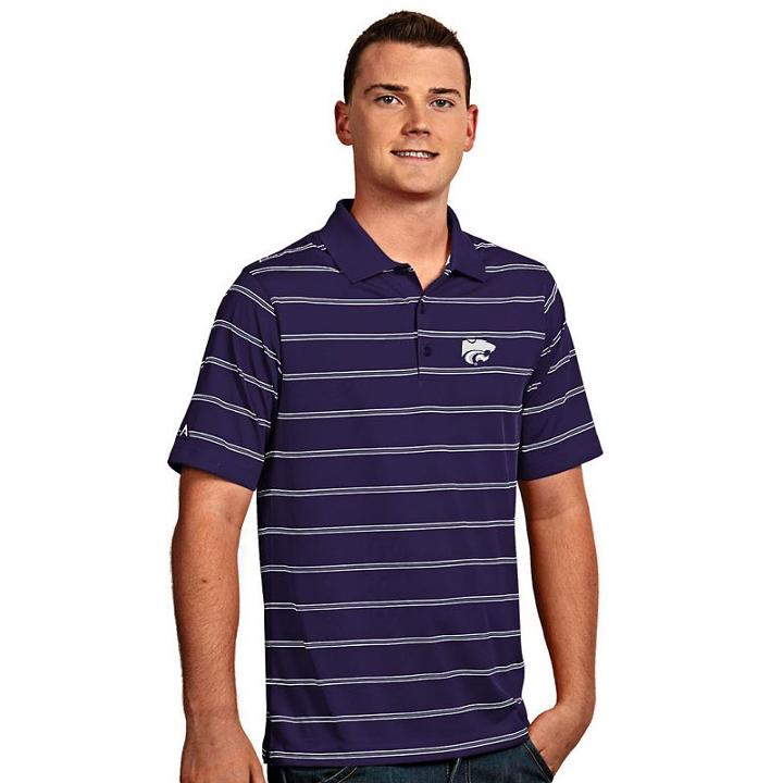 Men's Antigua Kansas State Wildcats Deluxe Striped Desert Dry Xtra-lite Performance Polo, Size: Xl, Drk Purple