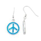 Lab-created Blue Opal Sterling Silver Peace Sign Drop Earrings, Women's