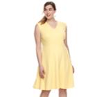 Plus Size Suite 7 Side Panel Fit & Flare Dress, Women's, Size: 16 W, Yellow