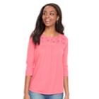 Petite Sonoma Goods For Life&trade; Eyelet Scoopneck Tee, Women's, Size: M Petite, Med Pink