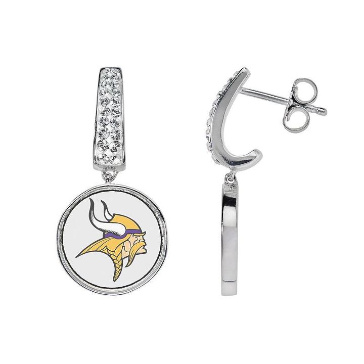 Minnesota Vikings Team Logo Drop Earrings, Women's, White