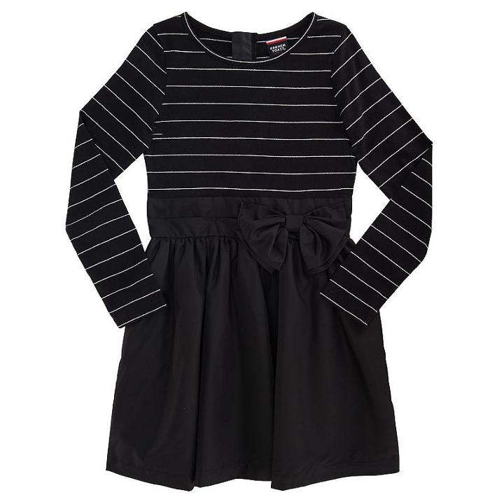 Girls 7-16 French Toast Lurex Striped Knee-length Dress, Girl's, Size: 10-12, Black