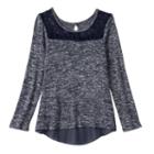 Girls Plus Size 2hip Spacedye Split Back Knit Sweater Top, Girl's, Size: M Plus, Blue (navy)