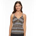 Women's Trimshaper Tummy Slimmer O-ring Tankini Top, Size: 12, Brown