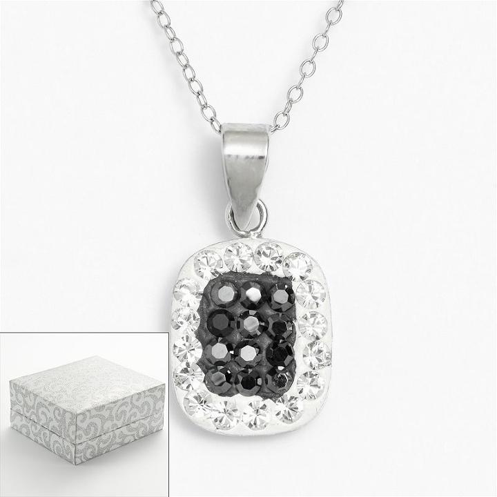 Sterling Silver Crystal Frame Pendant, Women's, Multicolor