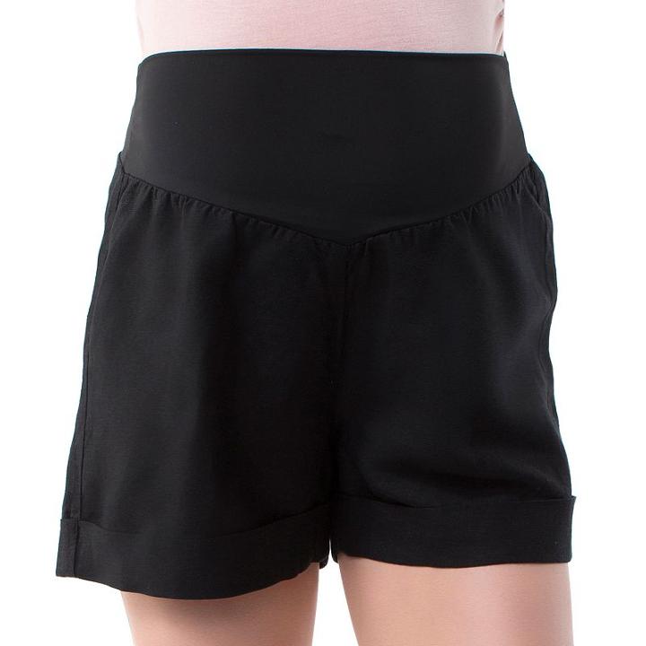 Maternity Pip & Vine By Rosie Pope Belly Panel Linen Blend Shorts, Women's, Size: M-mat, Black