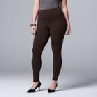 Plus Size Simply Vera Vera Wang Heavyweight Lined Leggings, Women's, Size: 1xl, Dark Brown