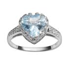 Sterling Silver Sky Blue Topaz And Lab-created White Sapphire Heart Crown Ring, Women's, Size: 7