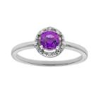 Sterling Silver Amethyst And Diamond Accent Halo Ring, Women's, Size: 5, Purple