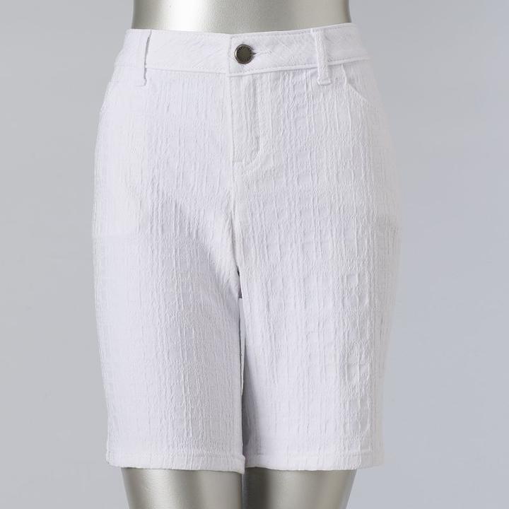 Women's Simply Vera Vera Wang Jacquard Bermuda Shorts, Size: 4, White