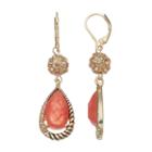 Dana Buchman Fireball Pink Teardrop Earrings, Women's