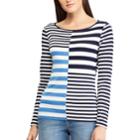 Women's Chaps Striped Crewneck Tee, Size: Xl, Blue