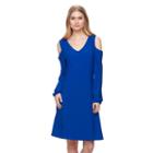 Women's Nina Leonard Cold-shoulder Swing Dress, Size: Small, Blue