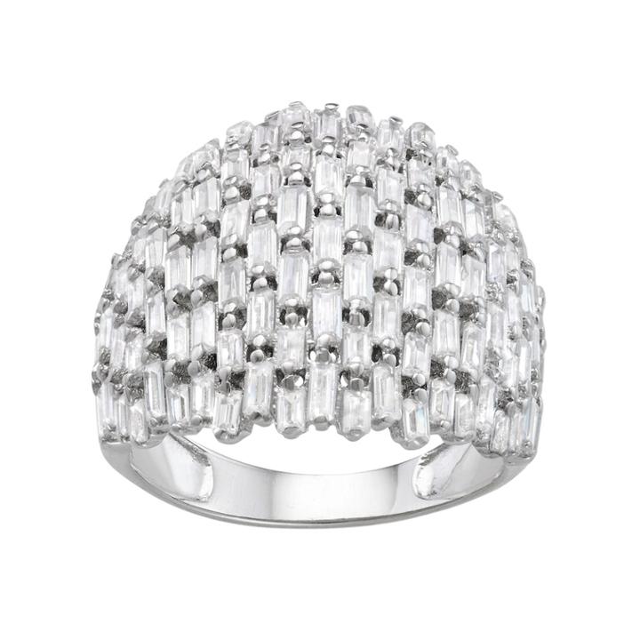 Sterling Silver Cubic Zirconia Baguette Dome Ring, Women's, Size: 10, White