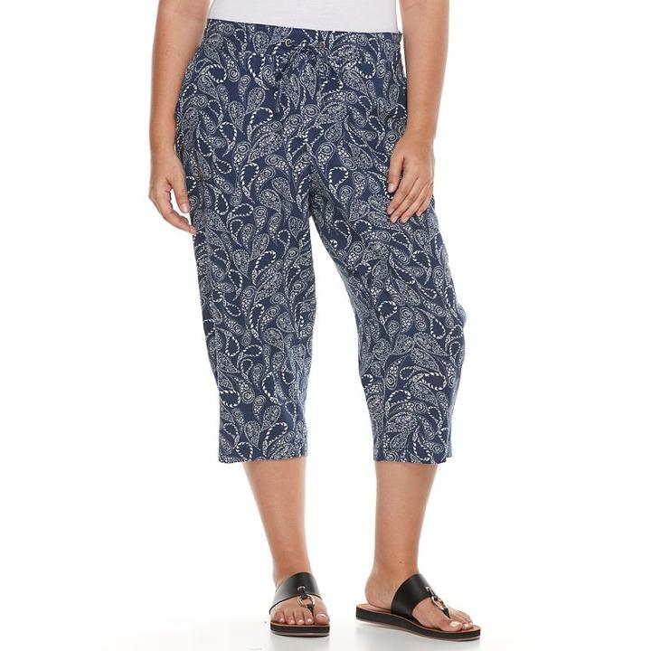Plus Size Croft & Barrow&reg; Linen-blend Capris, Women's, Size: 3xl, Blue Other