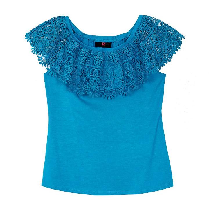 Girls 7-16 Iz Amy Byer Crochet Popover Peasant Top, Girl's, Size: Large, Med Green