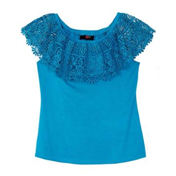 Girls 7-16 Iz Amy Byer Crochet Popover Peasant Top, Girl's, Size: Large, Med Green