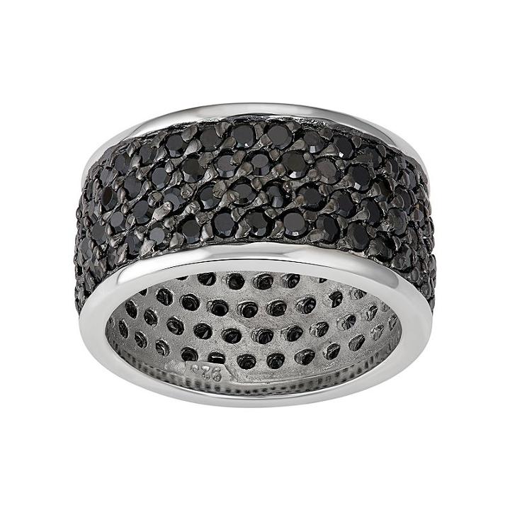 Journee Collection Sterling Silver Black Cubic Zirconia Eternity Wedding Ring, Women's, Size: 7