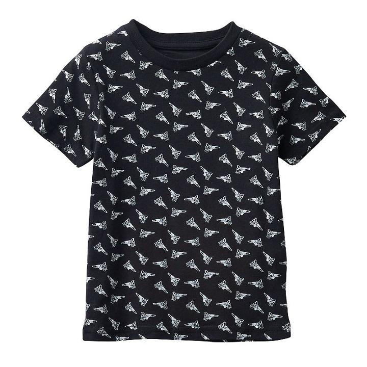 Boys 4-7 No Retreat Short Sleeve Rocket Ship Patterned Tee, Boy's, Size: 5, Black