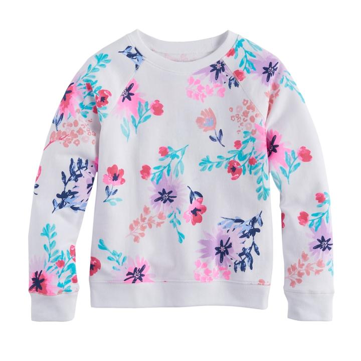 Girls 4-12 Sonoma Goods For Life&trade; Printed Crew, Size: 6, White