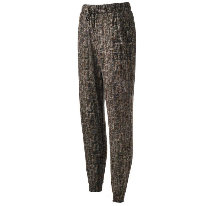 Women's French Laundry Print Jogger Pants, Size: Large, Beige Oth