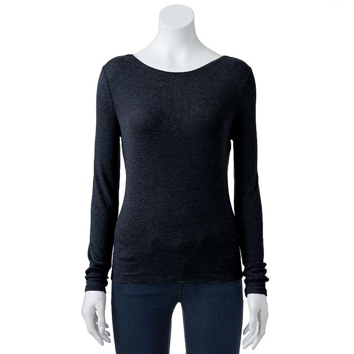 Women's Apt. 9® Scoop-back Solid Tee, Size: Xl, Black