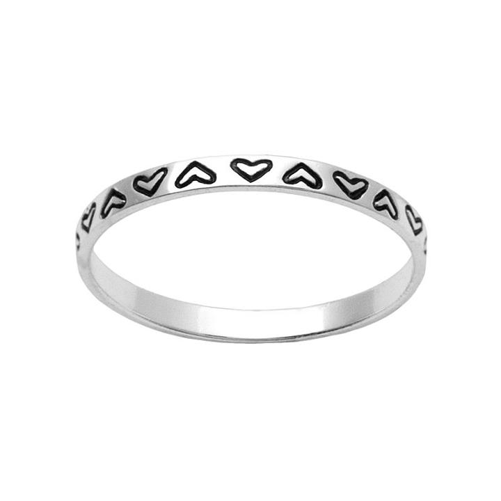 Itsy Bitsy Sterling Silver Heart Stack Ring, Women's, Size: 7, Grey