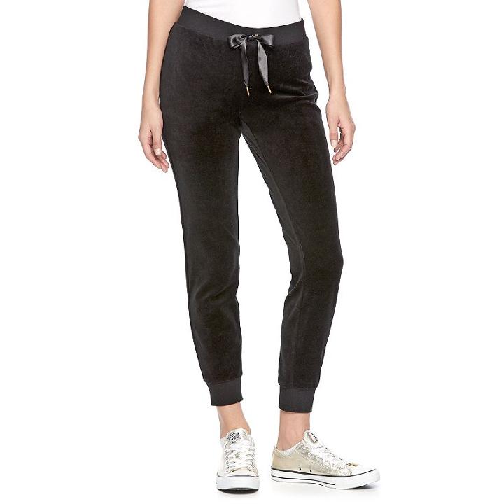 Women's Juicy Couture Solid Velour Joggers, Size: Large, Black