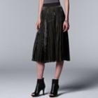 Women's Simply Vera Vera Wang Pleated Shine Midi Skirt, Size: Xxl, Dark Green