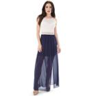 Juniors' Iz Byer California Crochet High Neck Maxi Dress, Teens, Size: Large, Blue (navy)