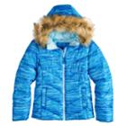 Girls 4-16 So&reg; Faux Fur Heavyweight Puffer Jacket, Size: 10-12, Med Blue