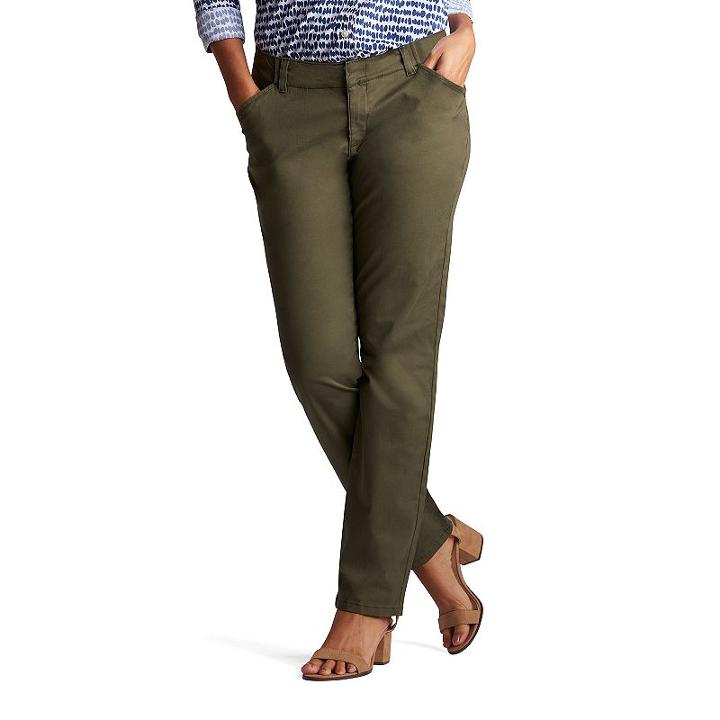 Petite Lee Essential Straight-leg Chino Pants, Women's, Size: 8 Petite, Green Oth