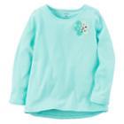 Girls 4-8 Carter's Long Sleeve Two-tone Flower Embellished Tee, Size: 6, Lt Green