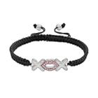 Amore By Simone I. Smith Platinum Over Silver Crystal Hugs And Kisses Woven Slipknot Bracelet, Women's