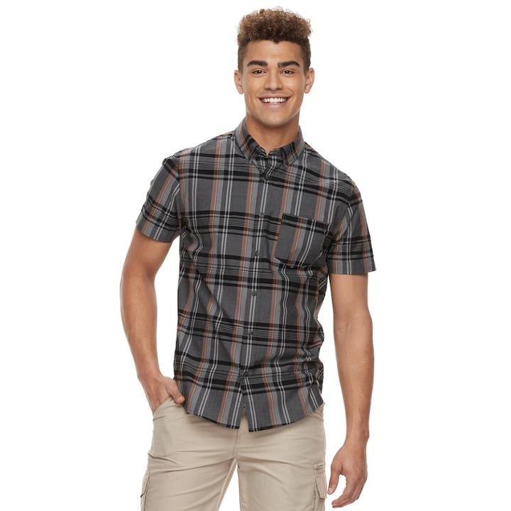 Men's Urban Pipeline&reg; Ombre Button-down Shirt, Size: Large, Black