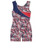 Girls 4-14 Jacques Moret American Dream Biketard, Girl's, Size: Medium, Blue (navy)