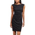 Women's Chaps Lace Sequin Sheath Dress, Size: 2, Black