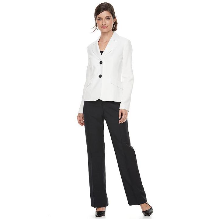 Women's Le Suit Glazed Melange 2-button Pant Suit, Size: 16, Natural