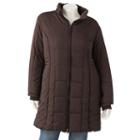 Plus Size Excelled Hooded Quilted Jacket, Women's, Size: 1xl, Brown