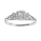 Simply Vera Vera Wang Diamond Leaf Halo Engagement Ring In 14k White Gold (1/4 Ct. T.w.), Women's, Size: 6