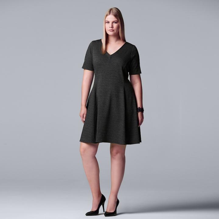 Plus Size Simply Vera Vera Wang Fit & Flare Dress, Women's, Size: 1xl, Grey