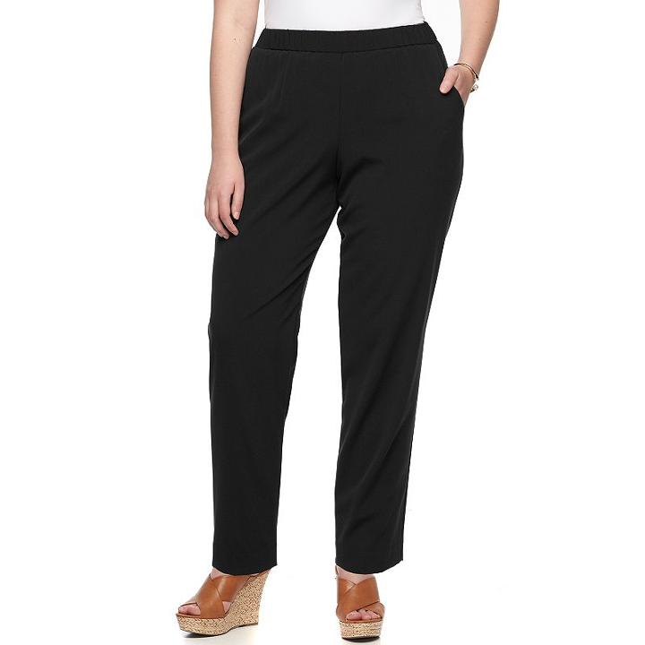 Plus Size Croft & Barrow&reg; Solid Pull-on Ankle Dress Pants, Women's, Size: 18w Petite, Black