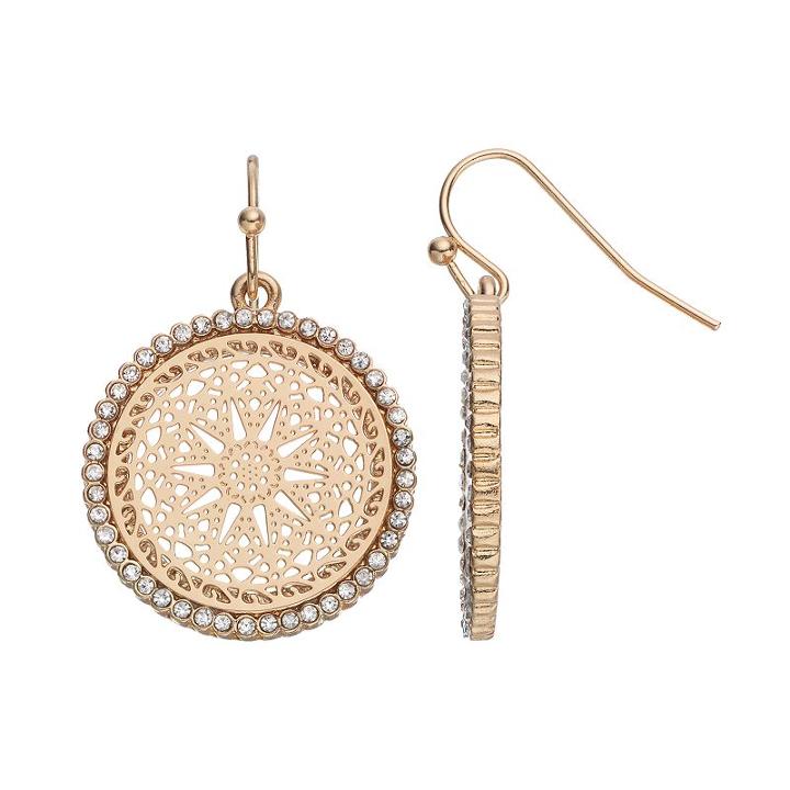 Lc Lauren Conrad Openwork Medallion Drop Earrings, Women's, Gold