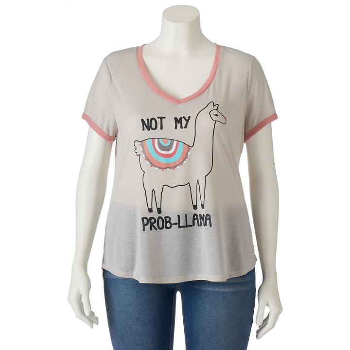 Juniors' Plus Size Wallflower Ringer Graphic Tee, Girl's, Size: 3xl, Grey Other
