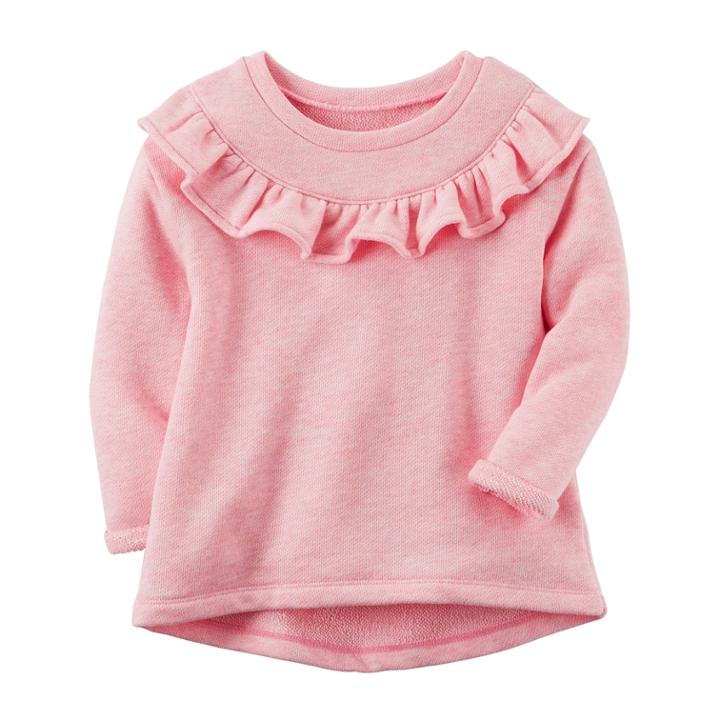 Girls 4-8 Carter's Ruffle Front French Terry Sweater, Size: 6x, Light Pink
